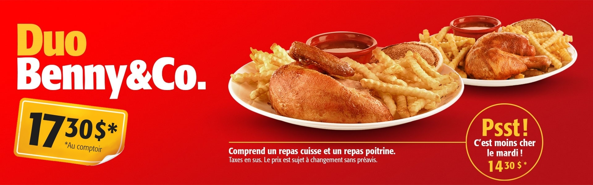 Promotions Restaurants Benny & Co. poulet & côtes levées