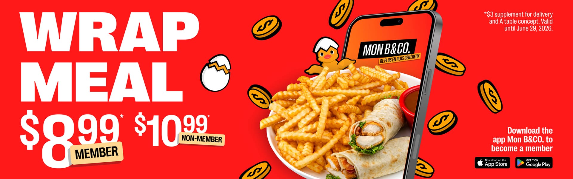 Wrap meal $8,99